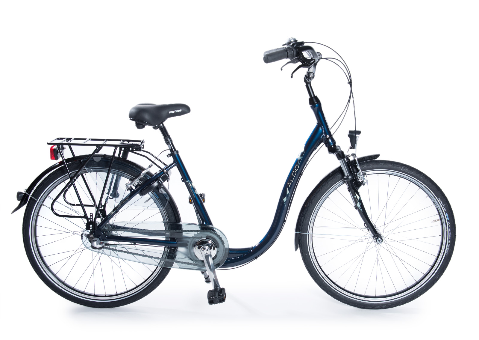 Pef meubilair brug Aldo Comfort Ultra Lage instap fiets 26 inch 42cm blauw